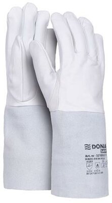 Védőkesztyű, TIG, kecskebőr, DONAU "Safety", 11/XXL méret, fehér-szürke