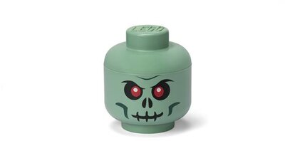 Tárolódoboz, fej, kicsi, LEGO, Green Skeleton