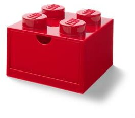 Tárolódoboz íróasztalra, fiókos, LEGO "Brick 2x2", piros