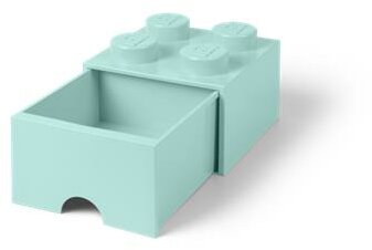 Tárolódoboz, fiókos, LEGO "Brick", vízkék