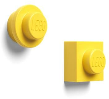 Mágnes, 2 különböző forma, LEGO, sárga, (2 db)