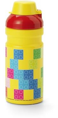 Kulacs, 390 ml, LEGO "Brick", sárga-piros-mintás