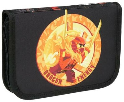 Tolltartó, klapnis, cipzáras, töltött, LEGO "Ninjago Dragon Energy", fekete-mintás