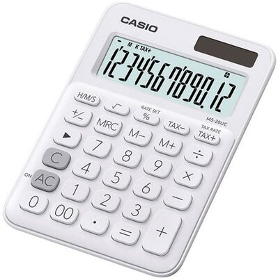 Számológép, asztali, 12 számjegy, CASIO, "MS 20 UC", fehér
