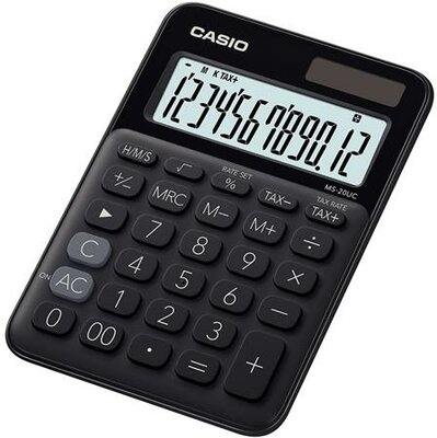Számológép, asztali, 12 számjegy, CASIO, "MS 20 UC", fekete