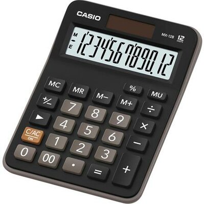 Számológép, asztali, 12 számjegy, CASIO "MX 12B", fekete