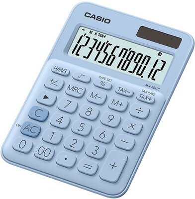 Számológép, asztali, 12 számjegy, CASIO, "MS 20 UC", világoskék