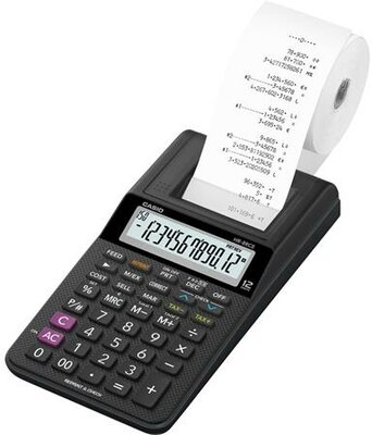 Számológép, szalagos, 12 számjegy, 1 színű nyomtató, CASIO "HR-8RCE"