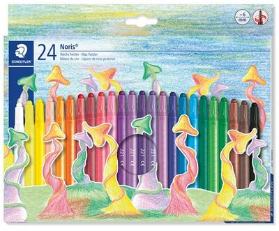 Zsírkréta, kitekerhető, STAEDTLER "Noris® 221", 24 különböző szín, (24 db)