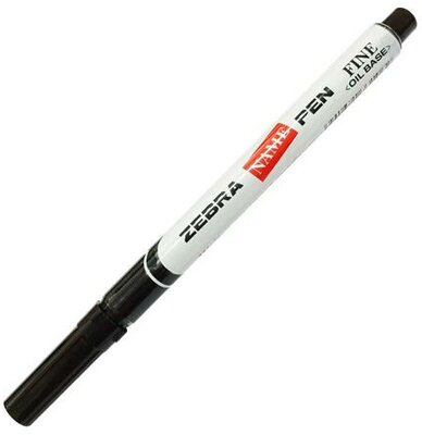 Alkoholos marker, 1,5 mm, kúpos, ZEBRA "Name Pen Fine", fekete