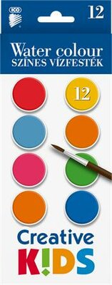 Vízfesték, 12 darabos, 28 mm, ICO "Creative Kids", (12 db)