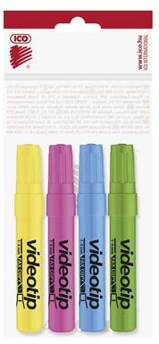 Szövegkiemelő készlet, 1-4 mm, ICO "Videotip", 4 különböző szín, (4 db)