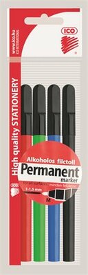 Alkoholos marker készlet, OHP, 1 mm, M, ICO, 4 különböző szín, (4 db)