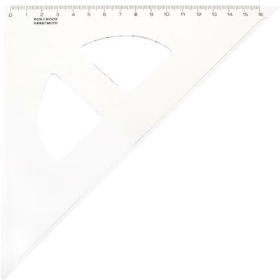 Háromszög vonalzó, műanyag, 45 °, 16 cm, KOH-I-NOOR