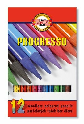 Színes ceruza készlet, henger alakú, famentes, KOH-I-NOOR "Progresso 8756/12", 12 különböző szín, (12 db)