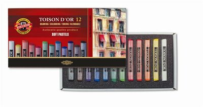 Porpasztell-kréta, puha, KOH-I-NOOR "Toison 8512/12", 12 különböző szín, (12 db)