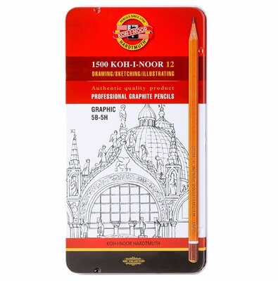 KOH-I-NOOR 1502/3 fémdobozos grafitceruza Graphic szett