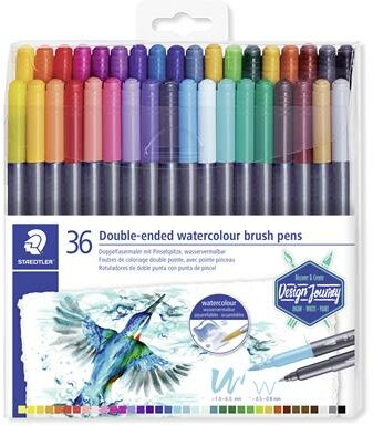 Ecsetirón készlet, 0,5-0,8/1,0-6,0 mm, kétvégű, STAEDTLER "3001", 36 szín, (36 db)