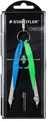 Körző készlet, precíziós, 2 darabos, STAEDTLER "Mars Comfort 556", neon kék/zöld