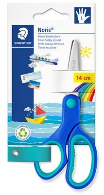 Olló, iskolai, 14 cm, balkezes, STAEDTLER "Noris 965", kék