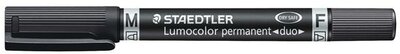 Alkoholos marker, 0,6/1,5 mm, kúpos, kétvégű, STAEDTLER "Lumocolor® duo 348", fekete