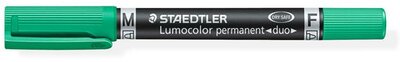 Alkoholos marker, 0,6/1,5 mm, kúpos, kétvégű, STAEDTLER "Lumocolor® duo 348", zöld