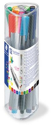 Tűfilc készlet, 0,3 mm, STAEDTLER "Triplus 334", 12 különböző szín, (12 db)