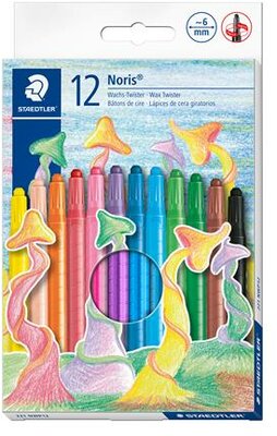 Zsírkréta, kitekerhető, STAEDTLER "Noris® 221", 12 különböző szín, (12 db)