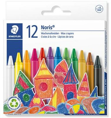 Zsírkréta, STAEDTLER "Noris 220", 12 különböző szín, (12 db)