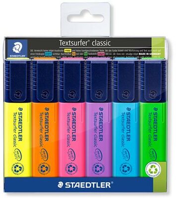 Szövegkiemelő készlet, 1-5 mm, STAEDTLER "Textsurfer Classic 364", 6 különböző szín, (6 db)