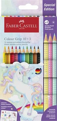 Színes ceruza készlet, háromszögletű, FABER-CASTELL "Grip", 13 különböző szín, unikornis, (13 db)