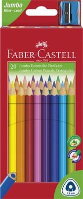 Színes ceruza készlet, háromszögletű, FABER-CASTELL "Jumbo", 20 különböző szín, (20 db)