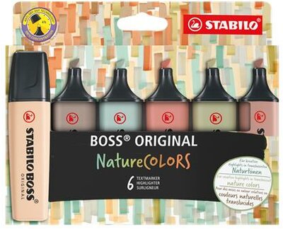 Szövegkiemelő készlet, 2-5 mm, STABILO "BOSS original NatureCOLORS", 6 különböző szín, (6 db)