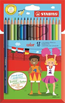Színes ceruza készlet, hatszögletű, STABILO "Color", 18 különböző szín, (18 db)