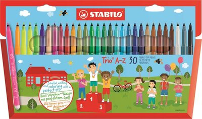 Filctoll készlet, 0,7 mm, STABILO "Trio A-Z", 30 különböző szín, (30 db)
