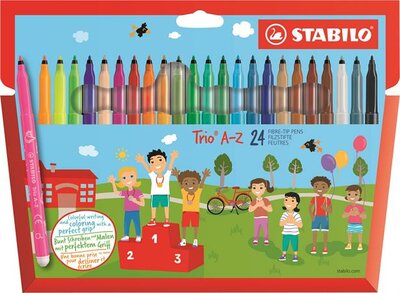 Filctoll készlet, 0,7 mm, STABILO "Trio A-Z", 24 különböző szín, (24 db)
