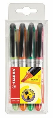 Szövegkiemelő készlet, 1-4 mm, STABILO "Navigator", 4 különböző szín, (4 db)