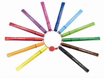 Filctoll készlet, 1 mm, STABILO "Cappi", 12 különböző szín, (12 db)