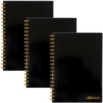 Spirálfüzet, B5, vonalas, 80 lap, FSC, PUKKA PAD "Carpe Diem", fekete