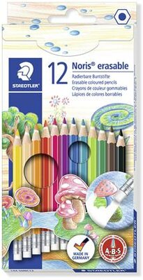 Színes ceruza készlet radírral, hatszögletű, STAEDTLER "Noris Club", 12 különböző szín, (12 db)