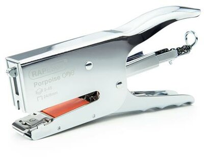 Tűzőgép, kézi, 24/8, 45 lap, fém, RAPESCO "Porpoise ONE", króm