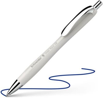Golyóstoll, 0,7 mm, nyomógombos, SCHNEIDER "Slider Rave XB", ezüst szürke