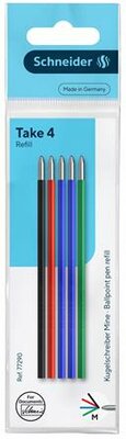 Golyóstollbetét, 0,5 mm, SCHNEIDER "Take 4", 4 különböző szín, (5 db)