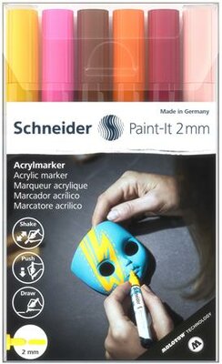 Dekormarker készlet, akril, 2 mm, SCHNEIDER "Paint-It 310", 6 különböző szín, (6 db)