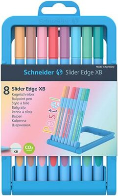 Golyóstoll készlet, 0,7 mm, kupakos, SCHNEIDER "Slider Edge XB Pastel", 8 különböző pasztell szín, (8 db)