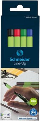 Tűfilc készlet, 0,4 mm, SCHNEIDER "Line-Up", 4 különböző szín, (4 db)