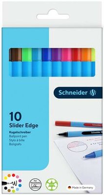 Golyóstoll készlet, 0,7 mm, kupakos, SCHNEIDER "Slider Edge XB", vegyes színek, (10 db)