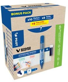 Táblamarker, 2,3 mm, kúpos, PILOT "V-Board Master, Bonus Pack", kék + betét, (20 db)