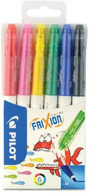 Filctoll készlet, 0,39-0,7 mm, törölhető, PILOT "Frixion Colors", 6 különböző szín, (6 db)