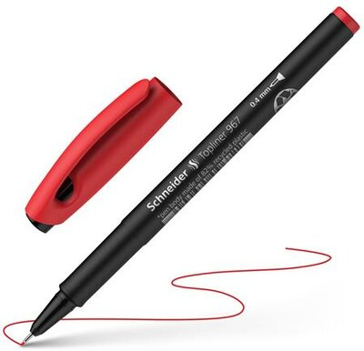 Tűfilc, 0,4 mm, SCHNEIDER "Topliner 967", piros